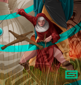 Depiction of Brigid as a ninja